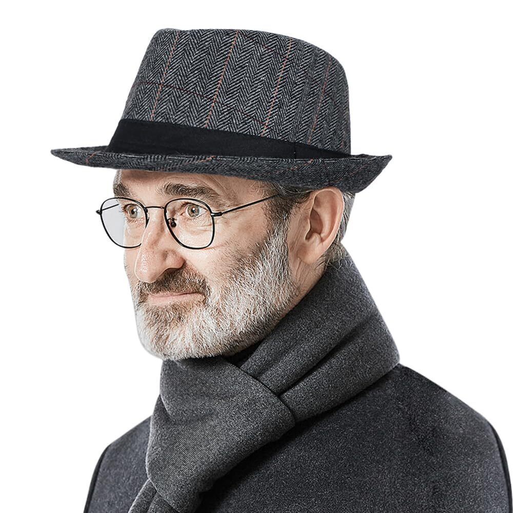 9195 Felt Fedora Hat Manhattan Structured Trilby Cap 20s Gangster Gatsby